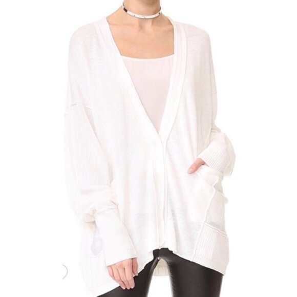 Free People Beach Button Front V Neck Pockets Casual Lagenlook Cardigan P7055 - Picture 7 of 7